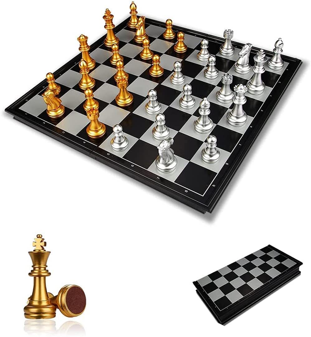 Magnetic Travel chess set 3×1 With folding chess board Educational