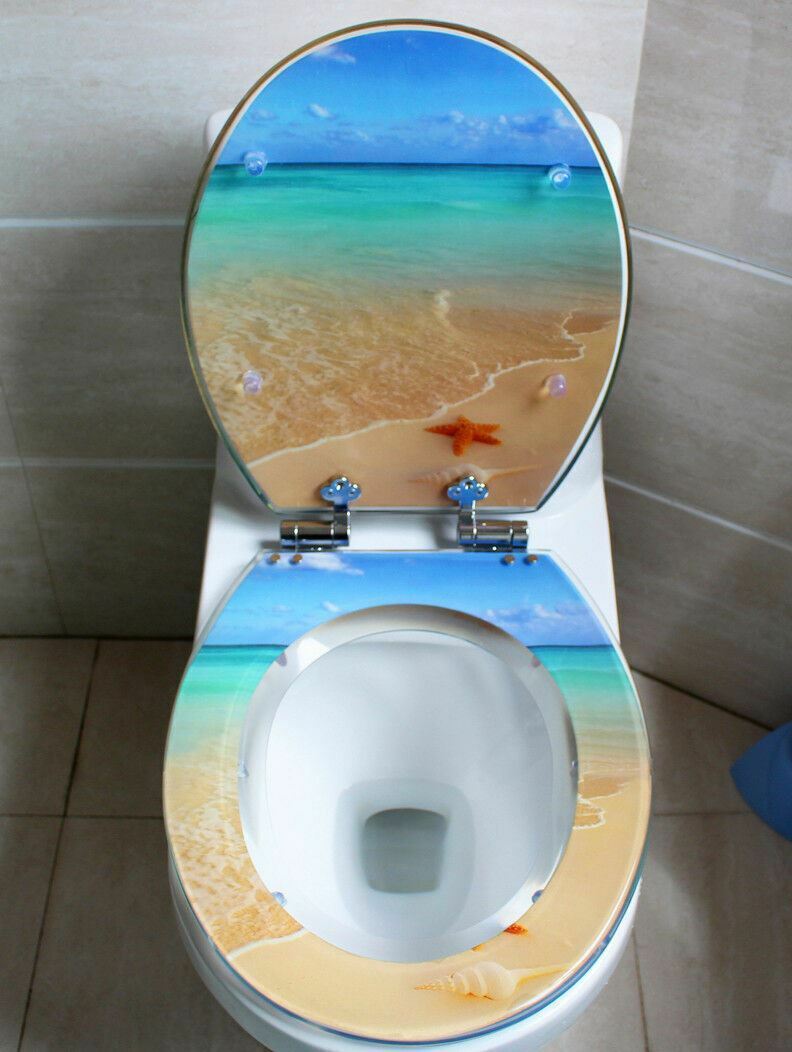 Durable Resin Toilet Seat Cover, Soft Close Quiet Operation Quick Release Design, Easy Install for Bathroom and Beach Toilets
