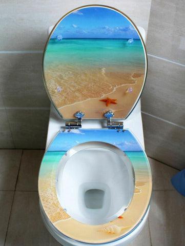 Durable Resin Toilet Seat Cover, Soft Close Quiet Operation Quick Release Design, Easy Install for Bathroom and Beach Toilets