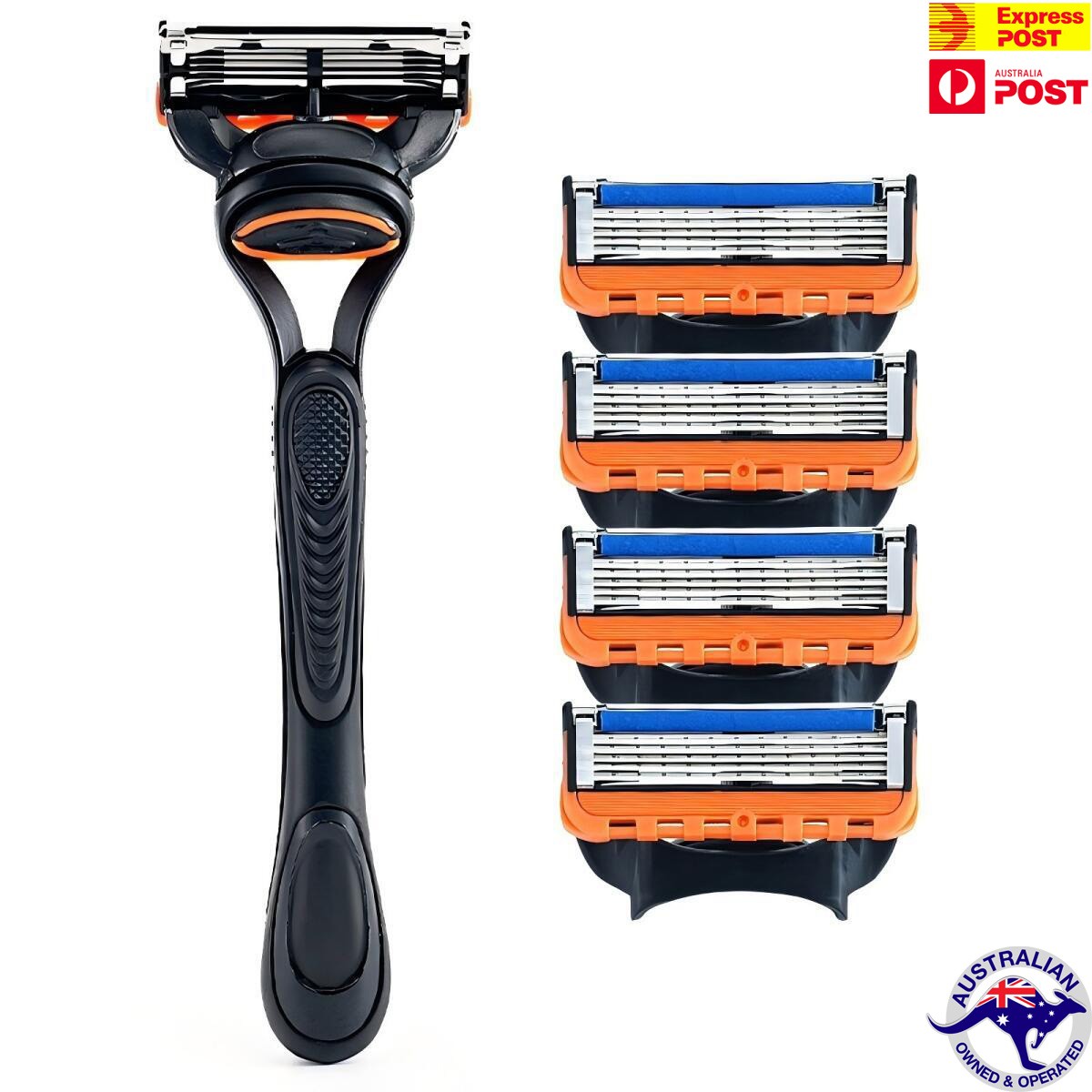 Men's Hybrid 4-Blade Safety Razor Set (Includes 1 Handle + 4 Cartridges)