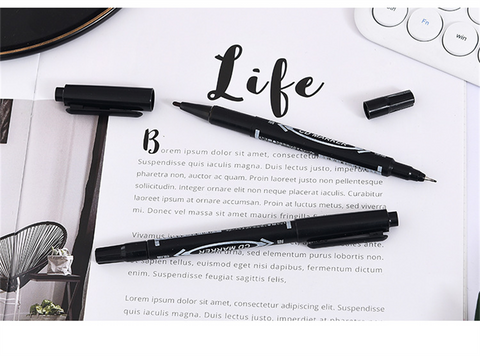 10 Pack Black Oil Based Permanent Markers, Waterproof Fade Resistant Quick Dry Fine Tip Writing Pens for Multi-Surface Use