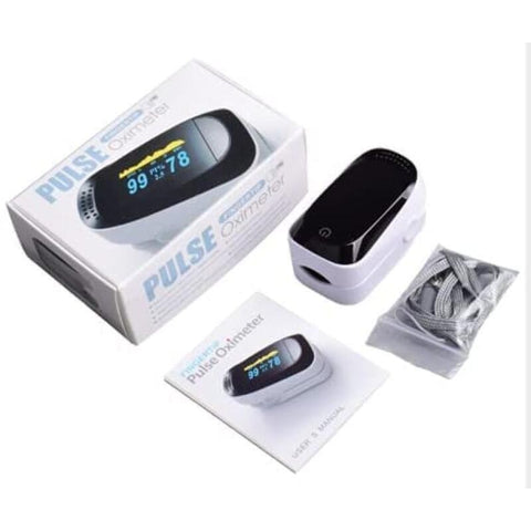 White OLED Fingertip Pulse Oximeter, Portable Digital SpO2 & Heart Rate Monitor for Home Daily Health Tracking