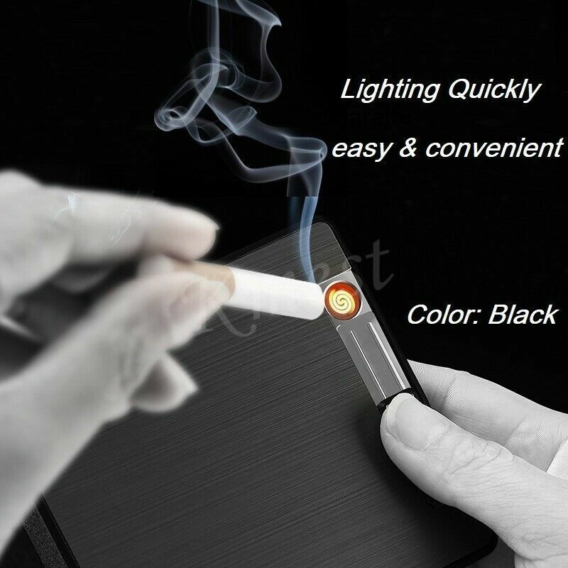 Automatic Rechargeable Electric Lighter, USB Charging Cigarette Case, Portable Dampproof Cigarette Storage Box, Multifunctional 2-in-1 Cigarette Holder Lighter, Ideal Gift for Men