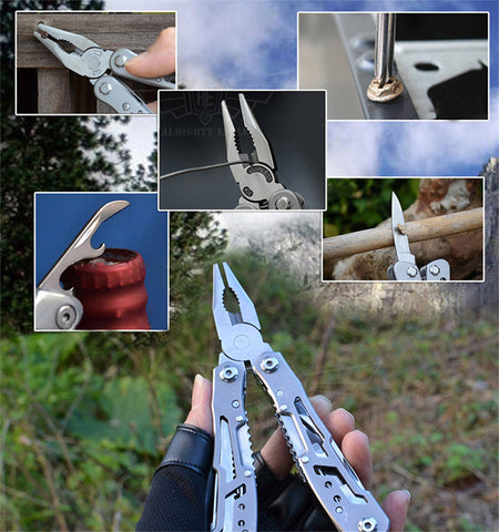 14-In-1 Multitool with Safety Locking, Stainless Steel Pliers, Folding Knife Kit