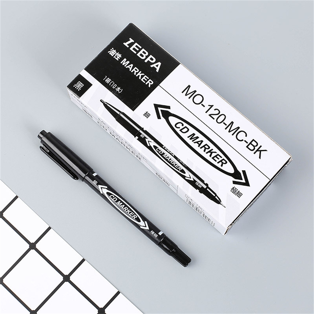 10 Pack Black Oil Based Permanent Markers, Waterproof Fade Resistant Quick Dry Fine Tip Writing Pens for Multi-Surface Use
