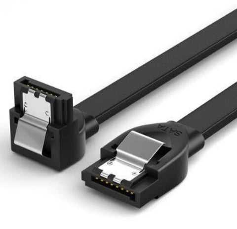4pack SATA III Cables (6Gb/s) – 30cm. These Data Cables Support 6Gbit/s and Feature an L-Shaped Connector. Designed for Connecting Hard Drives, SSDs, or Hard disks to The Motherboard.Black