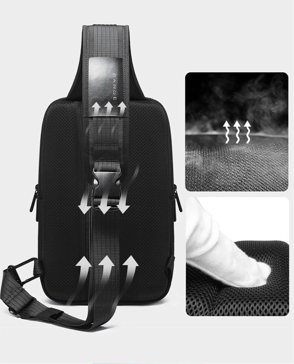 BANGE Anti Theft Sling Bag, Waterproof Men's Chest Bag Shoulder Backpack Bag, Lightweight Casual Daypack for Travel Hiking Outdoor Work