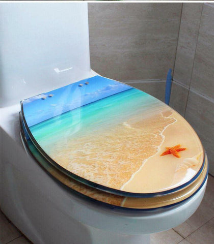 Durable Resin Toilet Seat Cover, Soft Close Quiet Operation Quick Release Design, Easy Install for Bathroom and Beach Toilets
