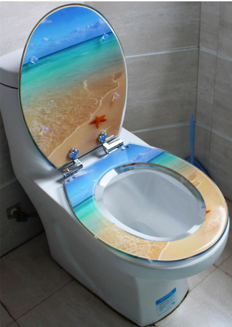 Durable Resin Toilet Seat Cover, Soft Close Quiet Operation Quick Release Design, Easy Install for Bathroom and Beach Toilets