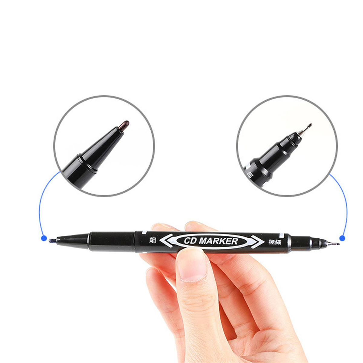 10 Pack Black Oil Based Permanent Markers, Waterproof Fade Resistant Quick Dry Fine Tip Writing Pens for Multi-Surface Use
