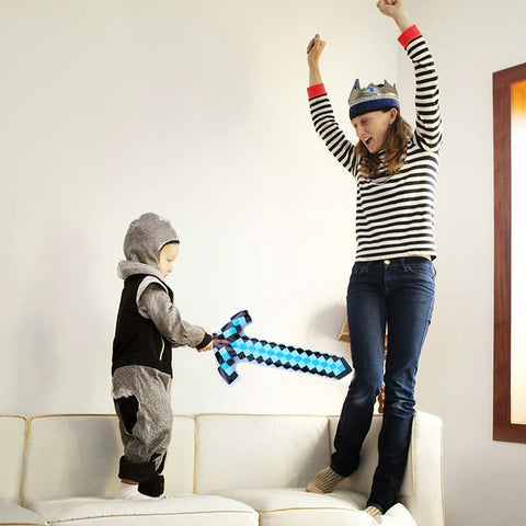 4X Inflatable Weapon- Pixel Craft Sword,Axe, Minecraft Video Action Figure Props Fun Party Favors for Kids Birthday Cosplay Outdoor Activity Gift Set