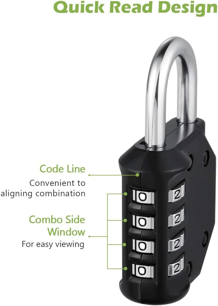 Combination-Lock 4 Digit Outdoor Waterproof Padlock, Heavy Duty Security Lock for Gate, Locker, Hasp, Fence, Shed, Garage and Outdoor Use
