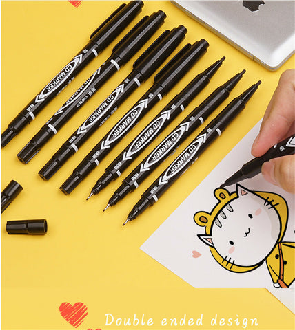 10 Pack Black Oil Based Permanent Markers, Waterproof Fade Resistant Quick Dry Fine Tip Writing Pens for Multi-Surface Use