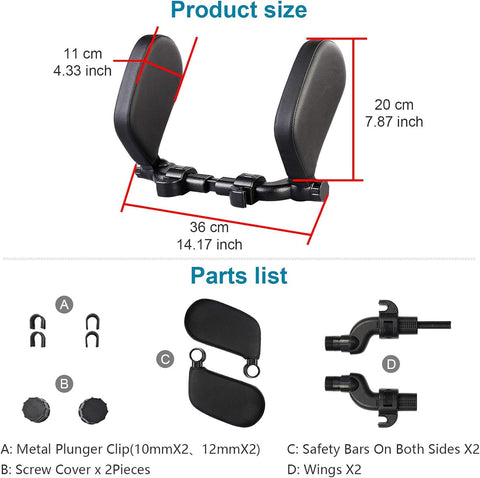 Car Seat Headrest Pillow  360° Adjustable Head and Neck Support Pillow, Car Seat Accessory, Universal Sleeping Headrest, Retractable Car Side Pillow