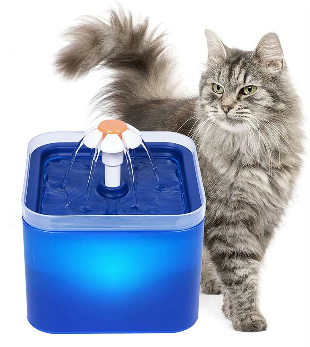 Pet Water Fountain for Cats Dogs, 2L Ultra Quiet Automatic LED Drinking Fountain, Healthy Circulating Water, Easy Clean for Indoor Pets