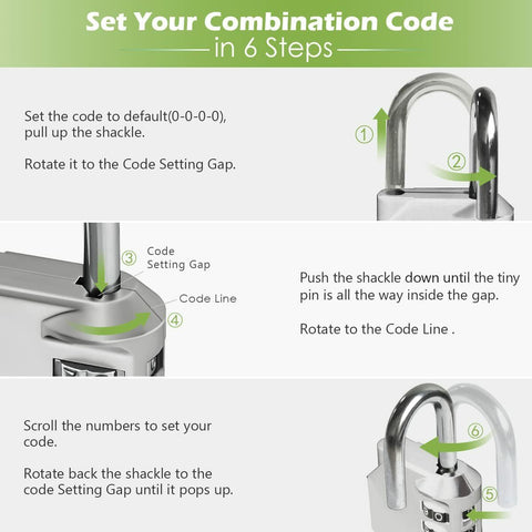 Combination-Lock 4 Digit Outdoor Waterproof Padlock, Heavy Duty Security Lock for Gate, Locker, Hasp, Fence, Shed, Garage and Outdoor Use