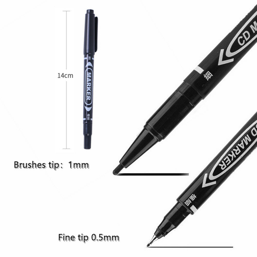 10 Pack Black Oil Based Permanent Markers, Waterproof Fade Resistant Quick Dry Fine Tip Writing Pens for Multi-Surface Use