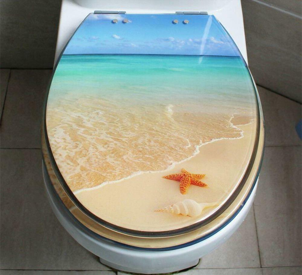 Durable Resin Toilet Seat Cover, Soft Close Quiet Operation Quick Release Design, Easy Install for Bathroom and Beach Toilets