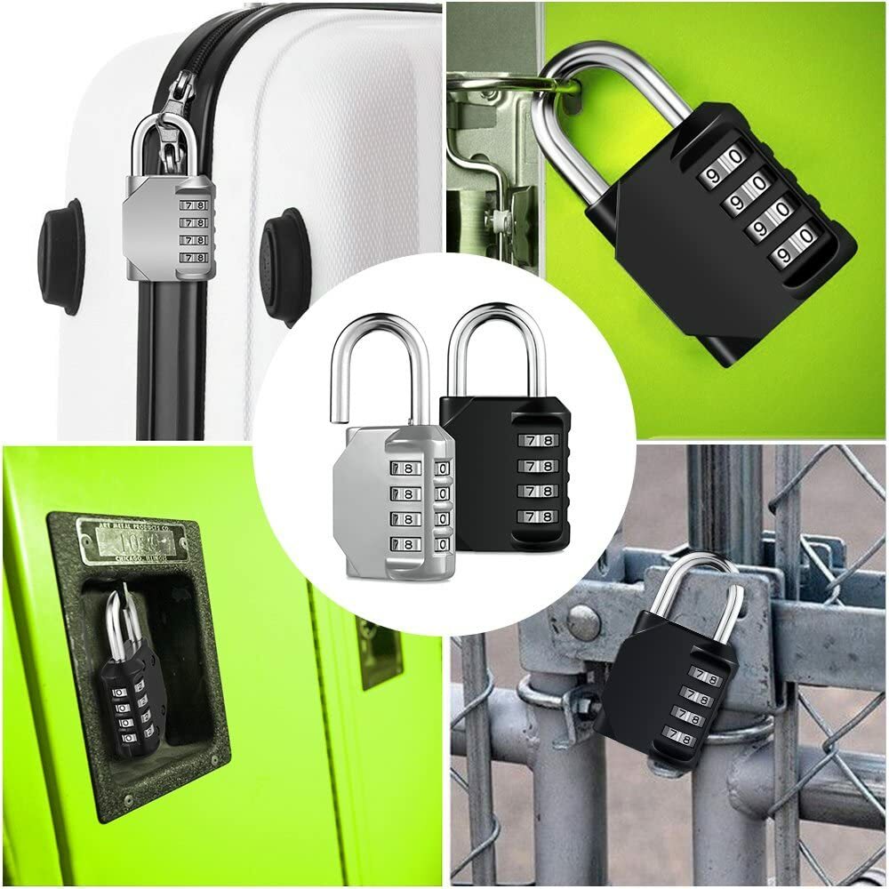 Combination-Lock 4 Digit Outdoor Waterproof Padlock, Heavy Duty Security Lock for Gate, Locker, Hasp, Fence, Shed, Garage and Outdoor Use
