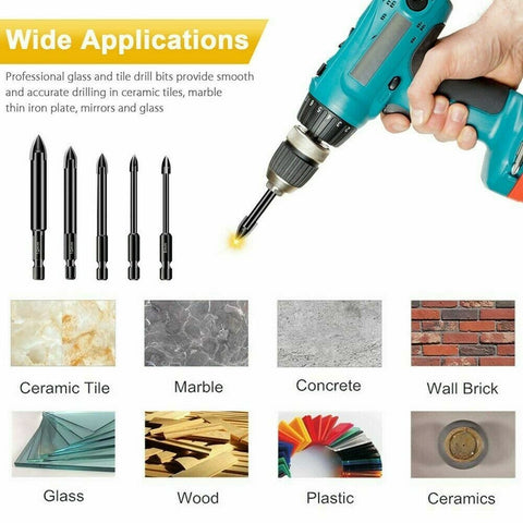 5 6 8 10 12mm Multi-Material Tile Drill Bits for Ceramic Porcelain Granite Marbl