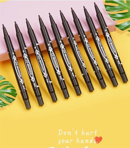 10 Pack Black Oil Based Permanent Markers, Waterproof Fade Resistant Quick Dry Fine Tip Writing Pens for Multi-Surface Use