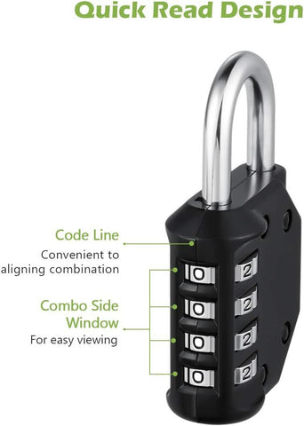Combination-Lock 4 Digit Outdoor Waterproof Padlock, Heavy Duty Security Lock for Gate, Locker, Hasp, Fence, Shed, Garage and Outdoor Use