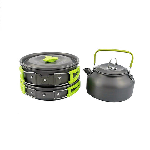 Camp Cookware- Pots/Pans/Kettle,Cooking Set for 2-3 People Hiking Picnic Fishing, Lightweight Aluminum, Portable Outdoor Cookware for Camping, Backpacking and Travel