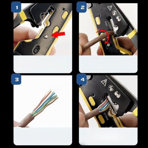 Pass-Thru RJ45 Ratcheting Compact Crimp Tool Cat6/Cat6a Ethernet Crimper Crimp Pliers for 8-Pin Modular Plugs with Wire Stripper