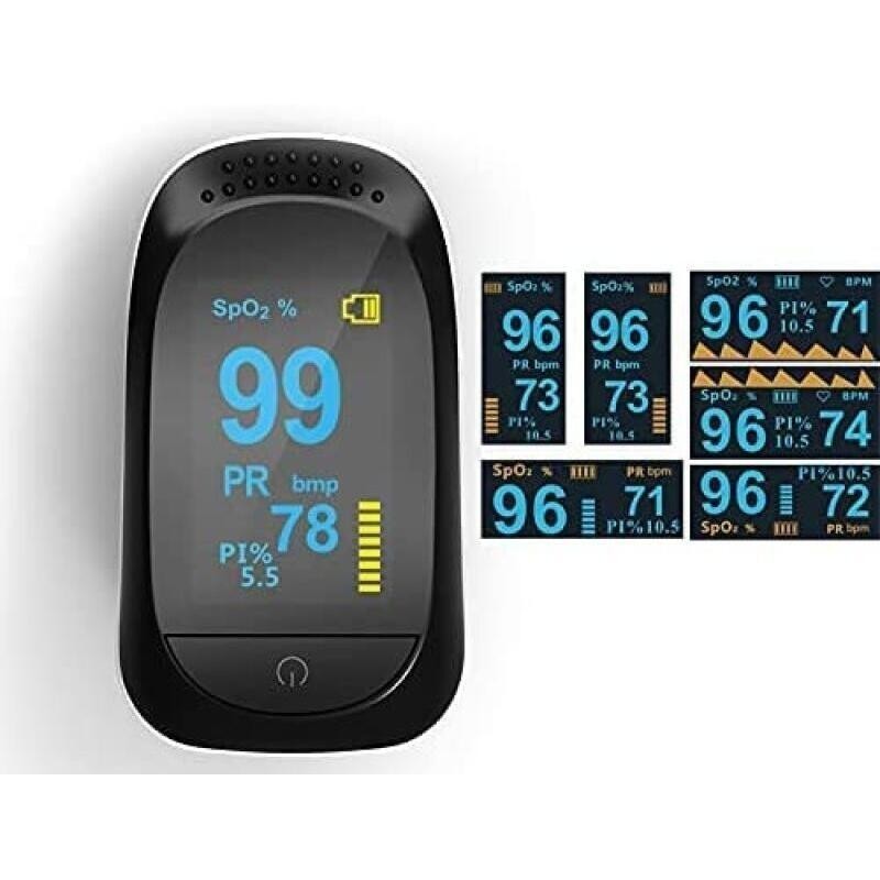 White OLED Fingertip Pulse Oximeter, Portable Digital SpO2 & Heart Rate Monitor for Home Daily Health Tracking