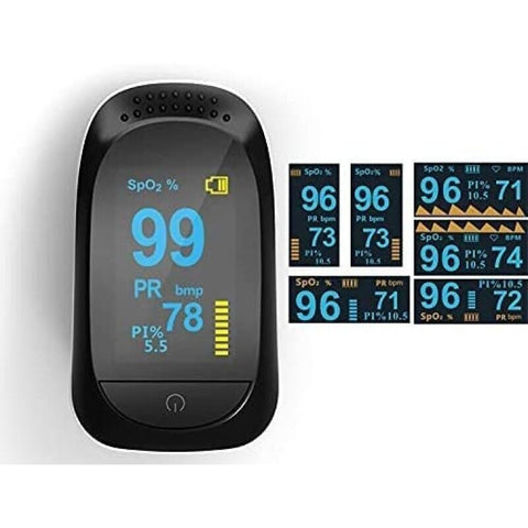 White OLED Fingertip Pulse Oximeter, Portable Digital SpO2 & Heart Rate Monitor for Home Daily Health Tracking