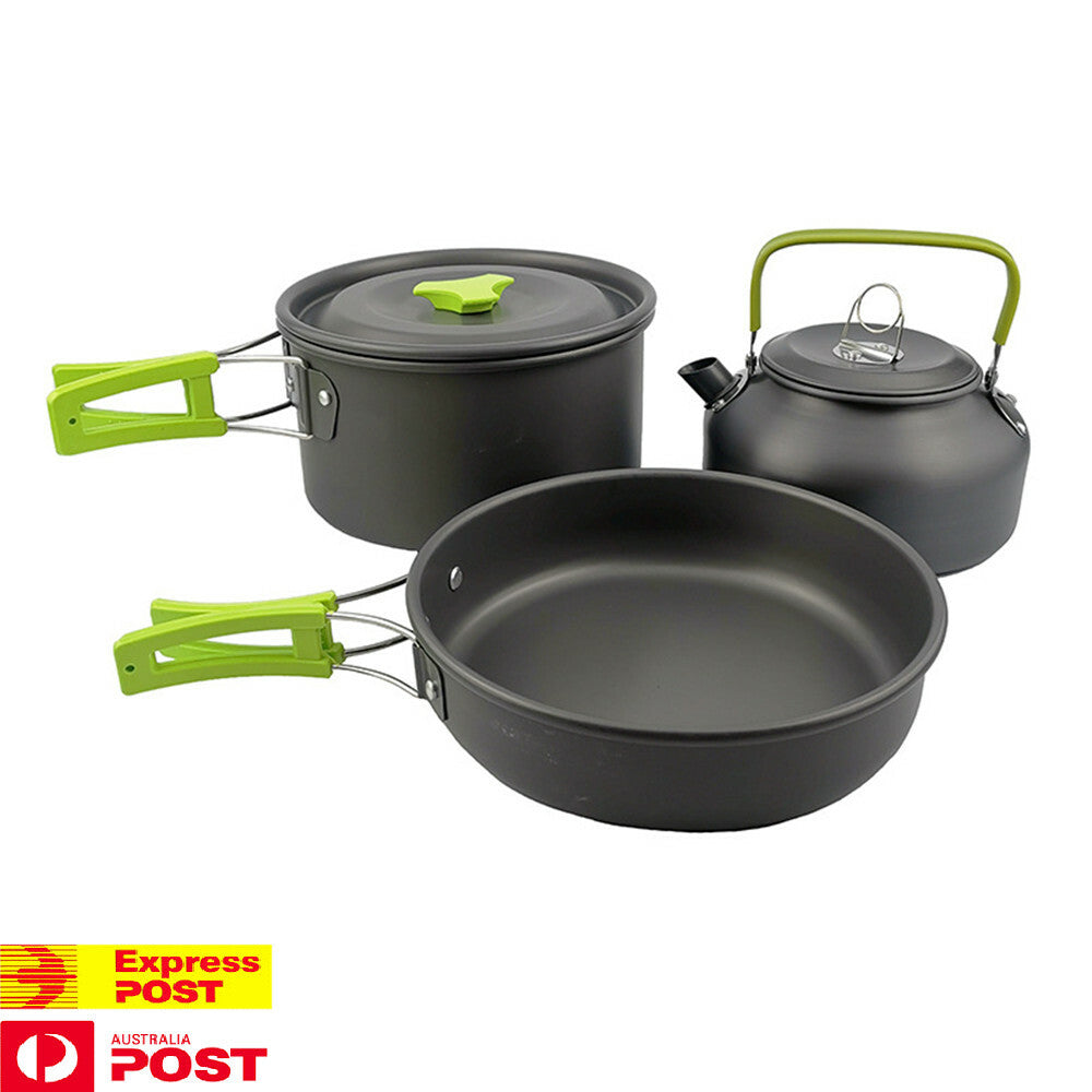 Camp Cookware- Pots/Pans/Kettle,Cooking Set for 2-3 People Hiking Picnic Fishing, Lightweight Aluminum, Portable Outdoor Cookware for Camping, Backpacking and Travel