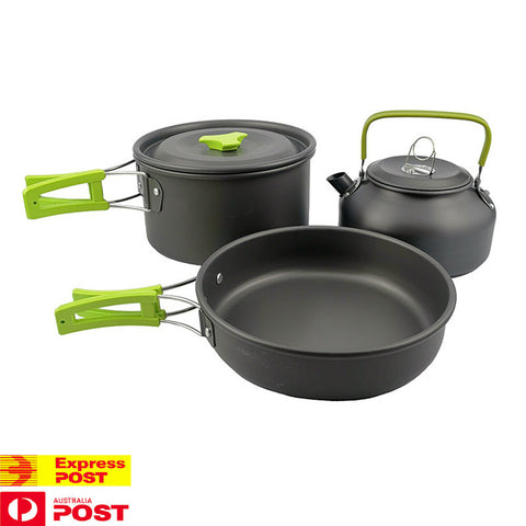 Camp Cookware- Pots/Pans/Kettle,Cooking Set for 2-3 People Hiking Picnic Fishing, Lightweight Aluminum, Portable Outdoor Cookware for Camping, Backpacking and Travel