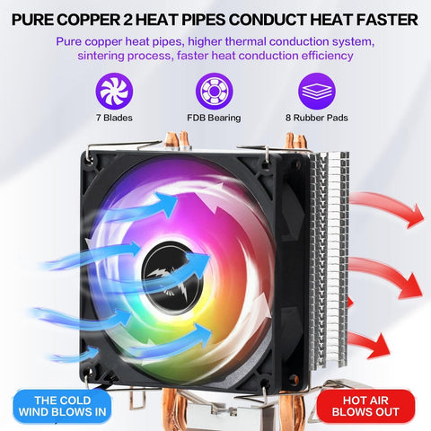 CPU Cooler Cooling Fan 3PIN Ventilador Silent for Case Fan Multicolor Adjustable
