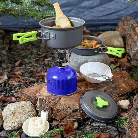 Camp Cookware- Pots/Pans/Kettle,Cooking Set for 2-3 People Hiking Picnic Fishing, Lightweight Aluminum, Portable Outdoor Cookware for Camping, Backpacking and Travel