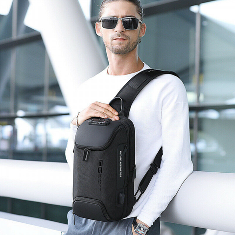 BANGE Anti Theft Sling Bag, Waterproof Men's Chest Bag Shoulder Backpack Bag, Lightweight Casual Daypack for Travel Hiking Outdoor Work