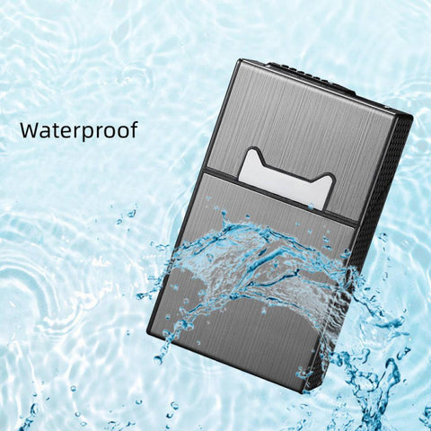 2 in 1 USB Rechargeable Cigarette Case with Flameless Windproof Lighter, Magnetic Closure Aluminum Alloy 20-Cig Holder