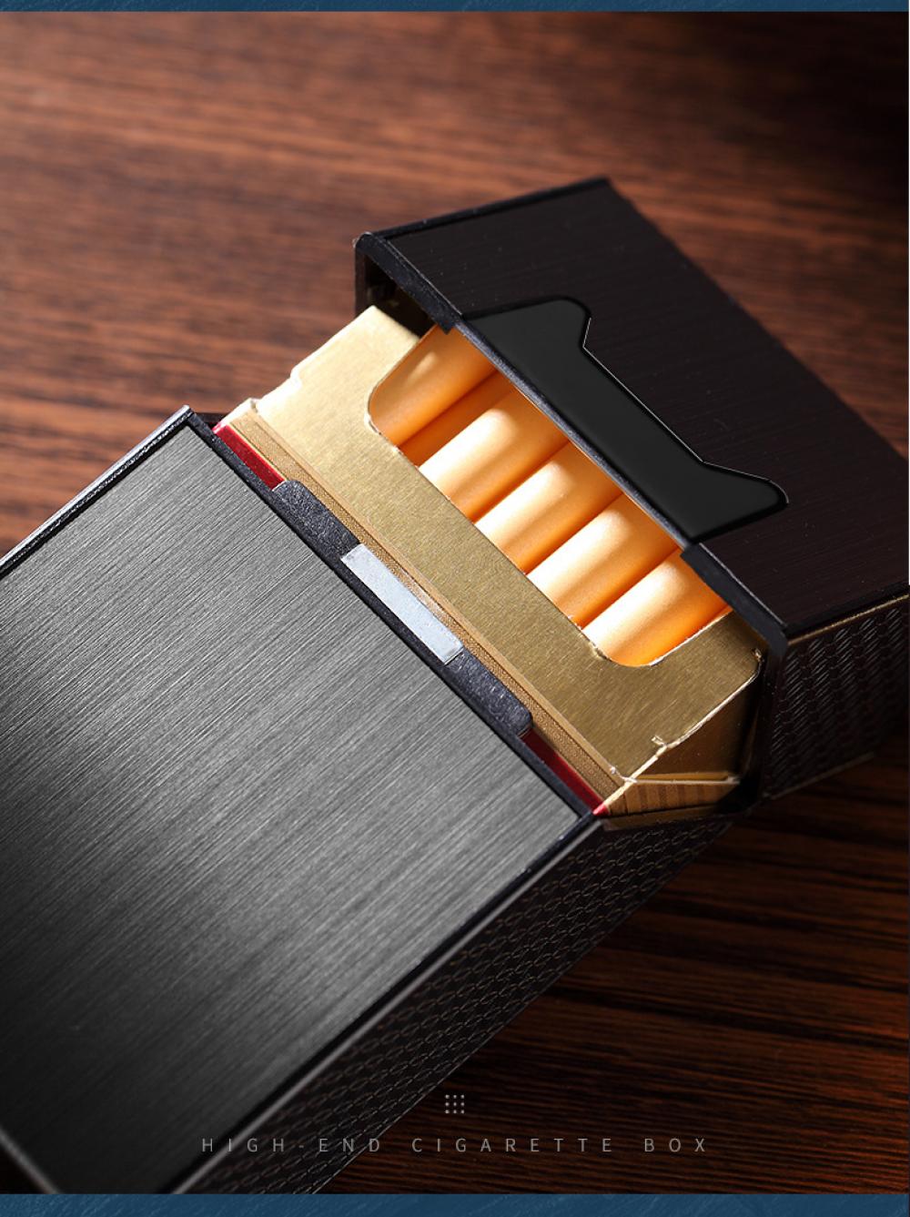 2 in 1 USB Rechargeable Cigarette Case with Flameless Windproof Lighter, Magnetic Closure Aluminum Alloy 20-Cig Holder