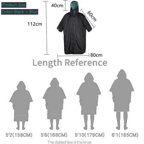 Waterproof Change Robe, Long Sleeve Hooded Thicken Cloak- Wading Sports Warm Jacket- Quick Dry Outdoor Parka Trench Coat - Unisex Oversized Fit All