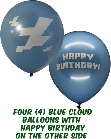 20Pack Pixel Miner Crafting Style Gamer Birthday Party Balloons, Double Sided 12" Latex Balloons -MINE CRAFT, MINECRAFT Video Gamer Party Supplies