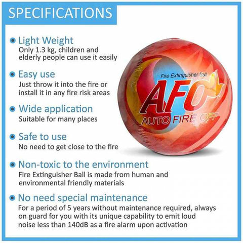 Multi Purpose Powder Fire Extinguisher – Ready to Use in Seconds – 1.3kg ABCDE Fire Extinguisher for Home & Kitchen Use – Portable Auto Fire Ball for ALL FIRES