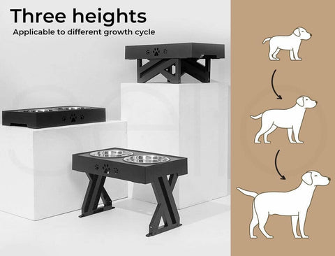 Elevated Dog Bowls Adjustable Raised Dog Bowl with 2 Stainless Steel Dog Bowls for Food and Water, Adjusts to 3 Heights Stand Non-Slip Pets Feeder Bowls Dish for Large Medium Small Dogs and Cats