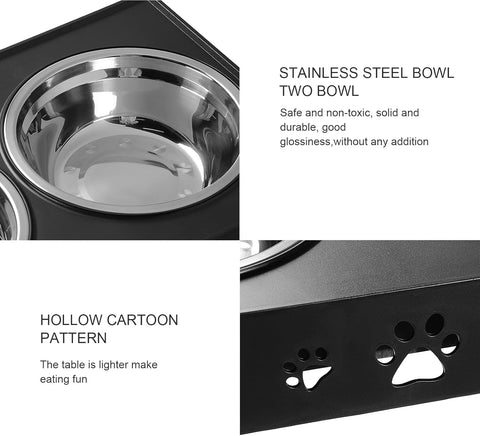 Elevated Dog Bowls Adjustable Raised Dog Bowl with 2 Stainless Steel Dog Bowls for Food and Water, Adjusts to 3 Heights Stand Non-Slip Pets Feeder Bowls Dish for Large Medium Small Dogs and Cats