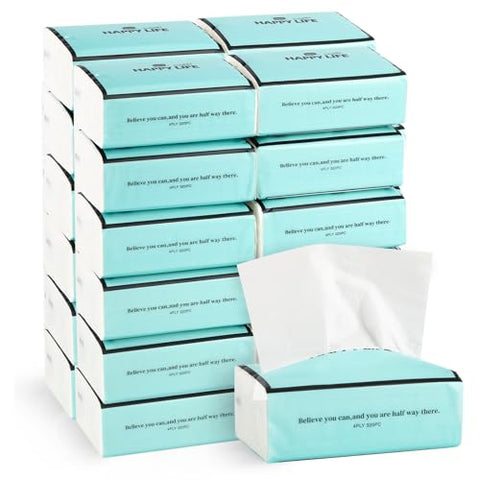 24 Packs 7680 Sheets Soft Facial Tissues 4 Ply 320 Sheets Per Pack Facial Tissues Disposable Household Facial Tissues Fit for Home,Office,Car,Handbag