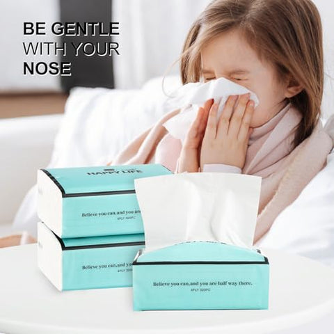 24 Packs 7680 Sheets Soft Facial Tissues 4 Ply 320 Sheets Per Pack Facial Tissues Disposable Household Facial Tissues Fit for Home,Office,Car,Handbag