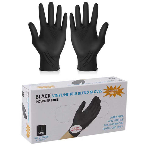 Black Nitrile Gloves - 6-Mil Heavy Duty Disposable Gloves, Latex Free, Powder Free, Food Safe Certified Cooking Gloves for Household & Kitchen Use, Beauty (Box of 100)