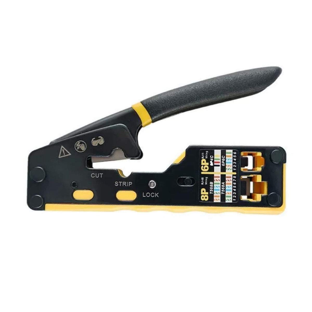Pass-Thru RJ45 Ratcheting Compact Crimp Tool Cat6/Cat6a Ethernet Crimper Crimp Pliers for 8-Pin Modular Plugs with Wire Stripper