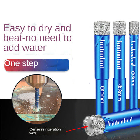 6 8 10mm Diamond Dry Drill-Bit Holesaw Porcelain Granite Tile Ceramics Marble, High Hardness Fast Drilling Tool for Construction and Home Use