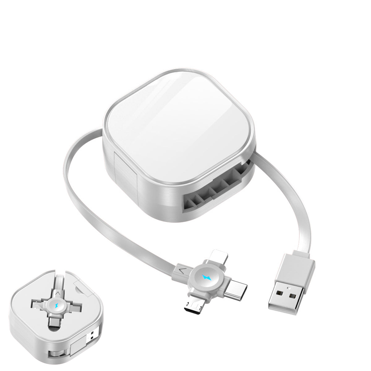 3 in 1 Charging Cable Roll, Retractable Charging Cable, Phone Stand, Data Sync Function, Universal Compatibility with iPhone, Samsung, Android Phones and Tablets