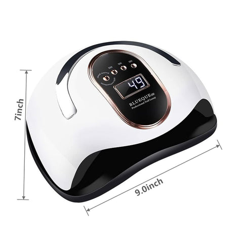 Portable Nail Lamp 168 Watt UV LED Nail Dryer with Handle Smart Sensor 4 Timer for Home Salon Use