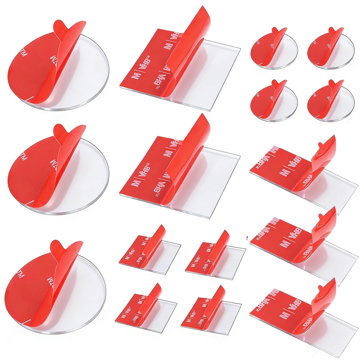 1mm Thick Transparent Double Sided Foam Tape, Strong Adhesive Square & Round Foam Pads, Removable Clear Mounting Pads for Home Office Decor and Daily Fixing